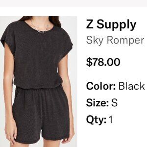 Z Supply Sky Romper - Women's Small, Faded Black